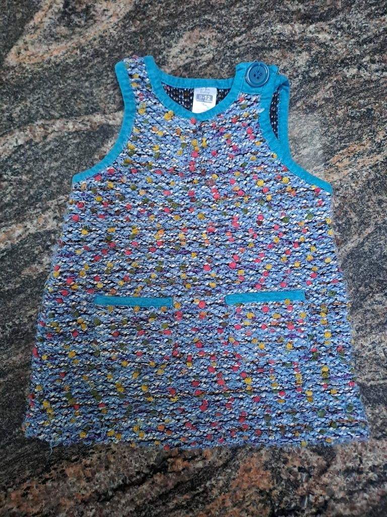 Mt 78 cm Veelkleurige gebreide jurk zonder mouwen, Kinderen en Baby's, Babykleding | Maat 74, Gebruikt, Meisje, Jurkje of Rokje