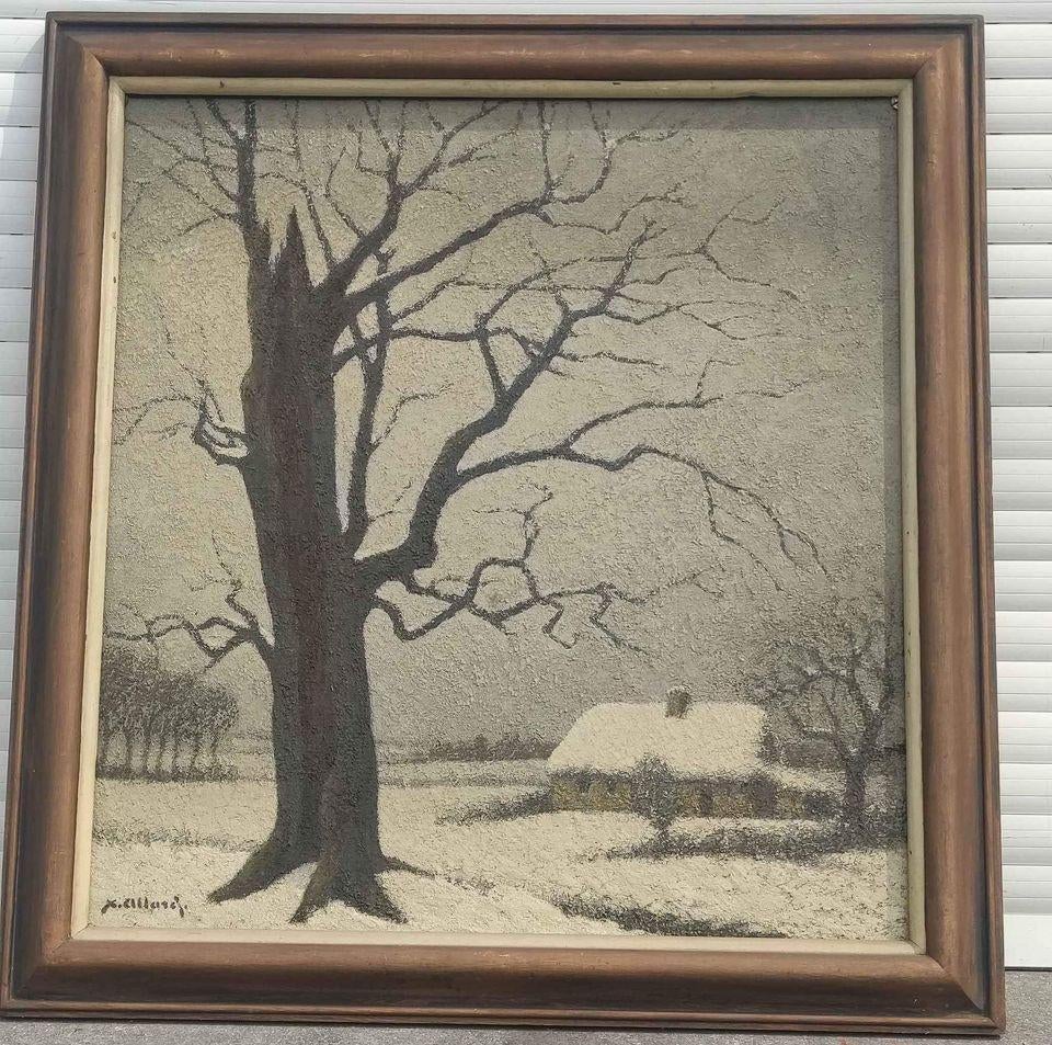 Huile sur toile paysage enneigé signe Xavier allard, Antiquités & Art, Art | Peinture | Classique, Enlèvement ou Envoi