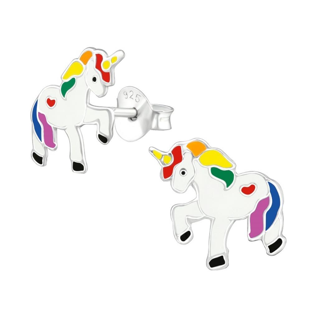 Zilveren eenhoorn unicorn oorbellen kinderen, Ophalen of Verzenden, Nieuw, Oorbellen
