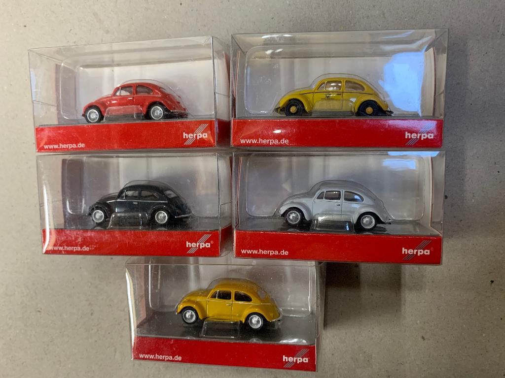 Vintage Herpa HO 1/87 : 5 VW Coccinelle neuves en boite., Ophalen of Verzenden, Herpa