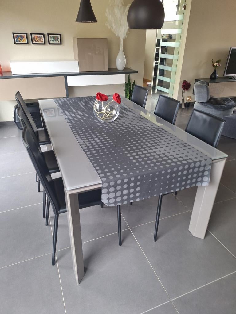 6 chaises en cuir noir/ marque: Calligaris, Maison & Meubles, Enlèvement, Noir, Cuir