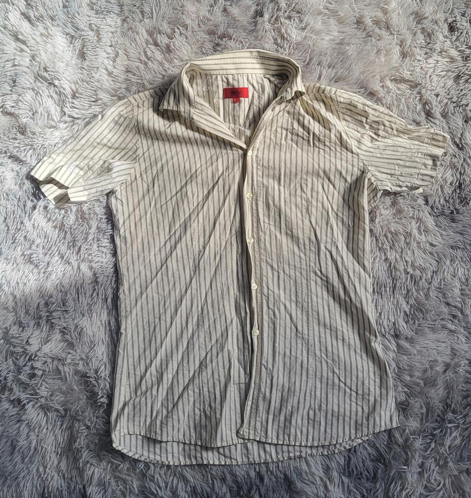 HUGO Hugo Boss slimfit overhemd - Maat L, Beige, Ophalen of Verzenden, Halswijdte 41/42 (L), Hugo Boss