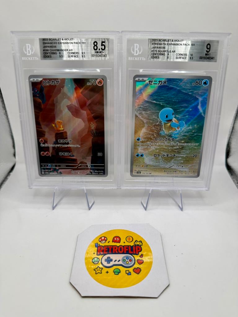 Pokemon TCG Squirtle 170/165 + Charmander 168/165 AR BGS, Hobby & Loisirs créatifs, Jeux de cartes à collectionner | Pokémon, Neuf