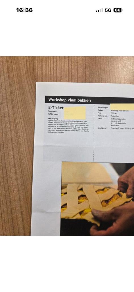 3 tickets workshop vlaai bakken Bisschopsmolen Maastricht, Drie personen of meer, Maart, Overige typen