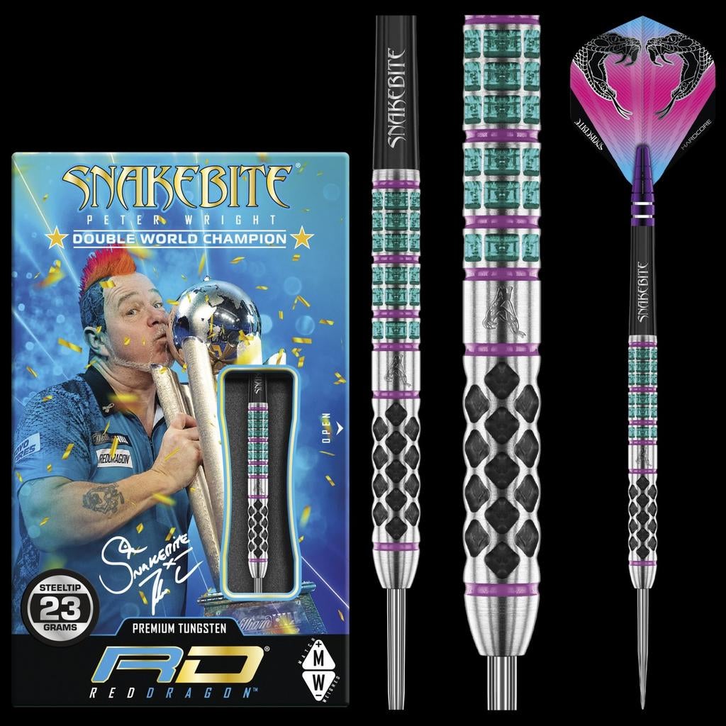 Steeltip Darts – Peter Wright Snakebite Supa-Venom 24g, Sport en Fitness, Darts, Ophalen of Verzenden, Zo goed als nieuw, Pijlen