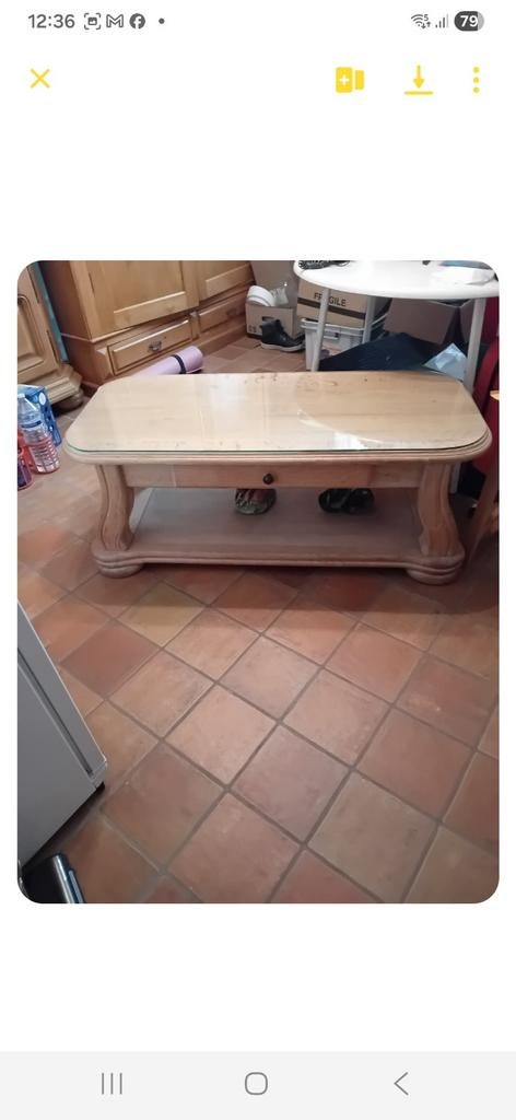 Table de salon en chêne caligene L120 P55 H45, Maison & Meubles, Mobilier complet, Enlèvement