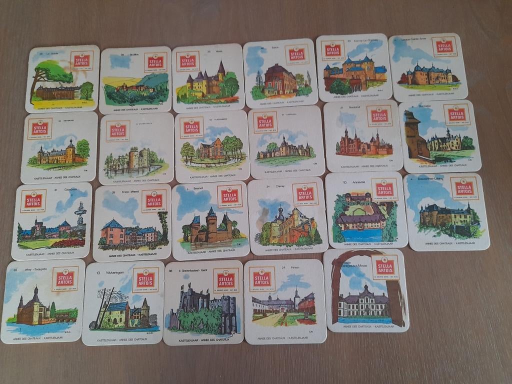 23 bierviltjes kastelenjaar Stella artois, Verzamelen, Ophalen of Verzenden, Stella Artois