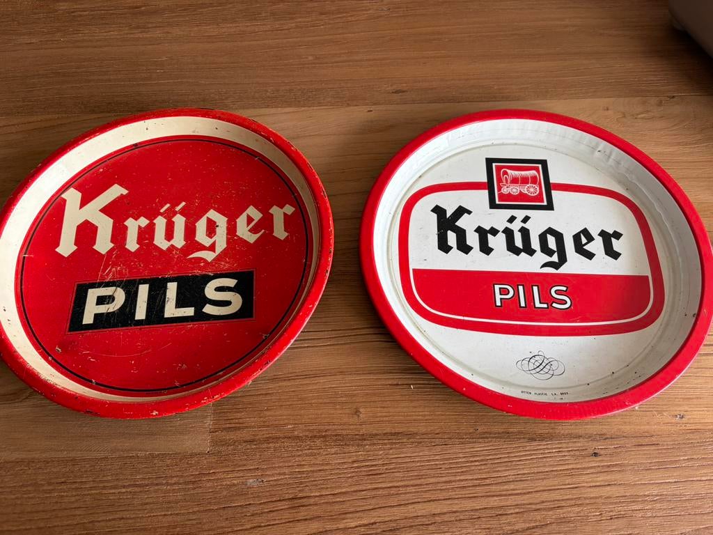 2 vieux plateaux à bière Kruger, Enlèvement ou Envoi, Utilisé