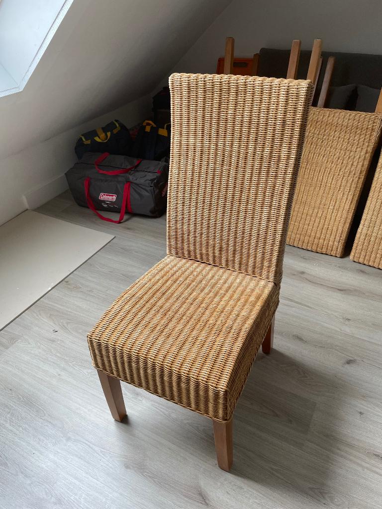 Quatre chaises en osier, Maison & Meubles, Riet, Osier ou Rotin, Autres couleurs, Enlèvement