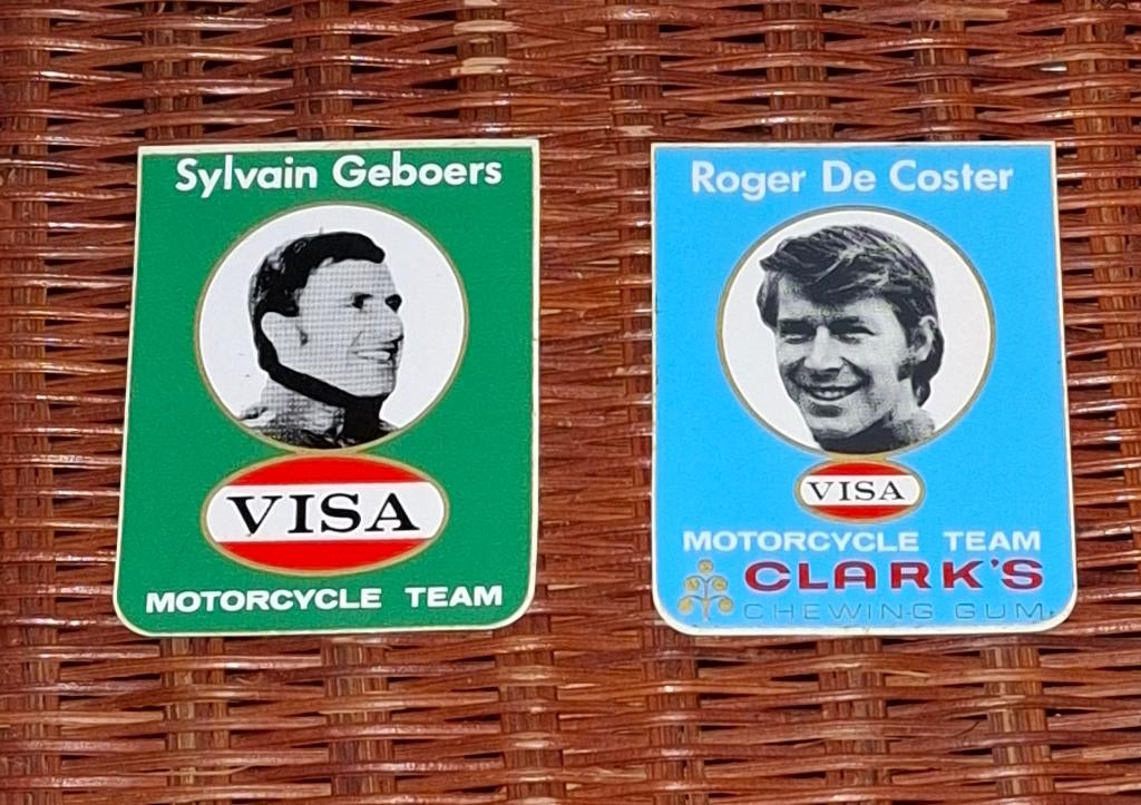 2 stickers motorcrossers Roger De Coster en Sylvain Deboers, Verzamelen, Ophalen of Verzenden, Overige typen