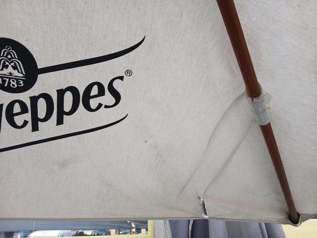 Grote parasols met voet 350m op 350 m, Gebruikt, Ophalen of Verzenden, Waterdicht, Stokparasol