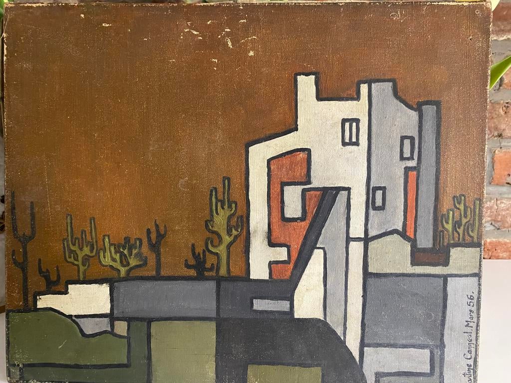 Huile sur toile cubiste Martine Canneel, Antiquités & Art, Enlèvement ou Envoi