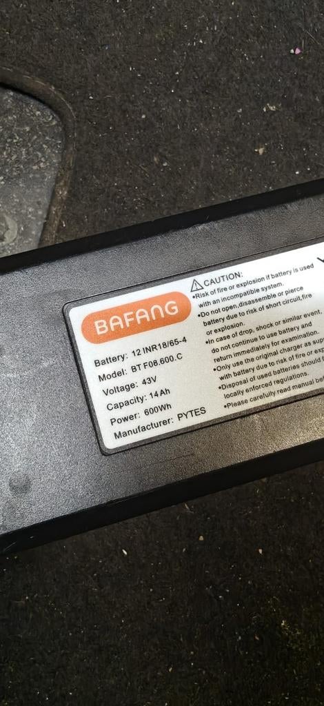 Bafang accu 600 watt, Enlèvement