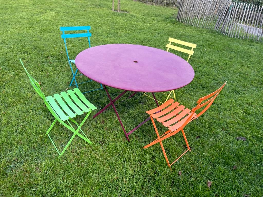 Table fermob avec 4 chaises, Jardin & Terrasse, Enlèvement, Utilisé