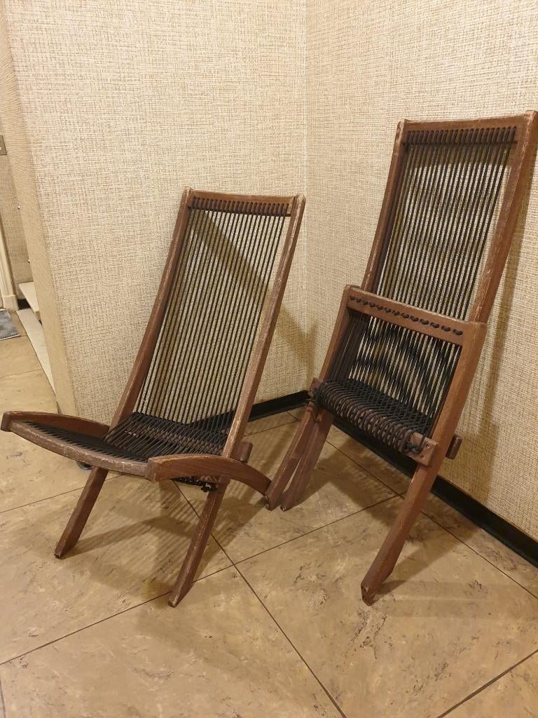 Chaises de jardin à cordes tendues ikea Brommo, Enlèvement, Utilisé, Bois, Pliant