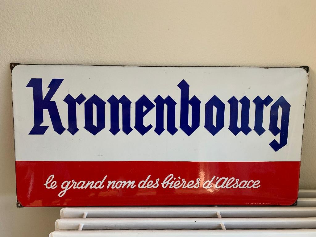 Plaque émaillée bière KRONENBOURG café brasserie, Collections, Marques & Objets publicitaires, Utilisé, Panneau publicitaire, Enlèvement