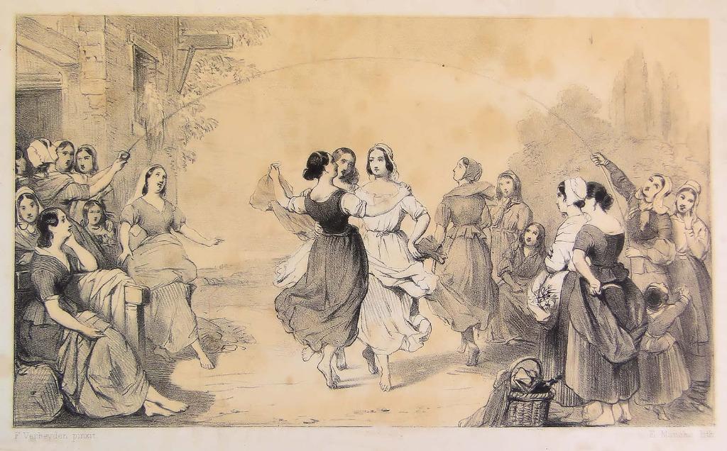 gravure  * Verheyden Fr. * Koorddansen en touwspringen, Antiek en Kunst, Ophalen of Verzenden