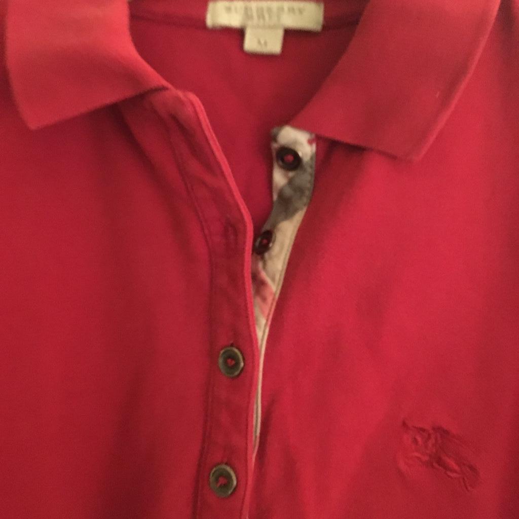 Polo femme Burberry, taille M, Rouge, Manches courtes, Taille 38/40 (M), Enlèvement