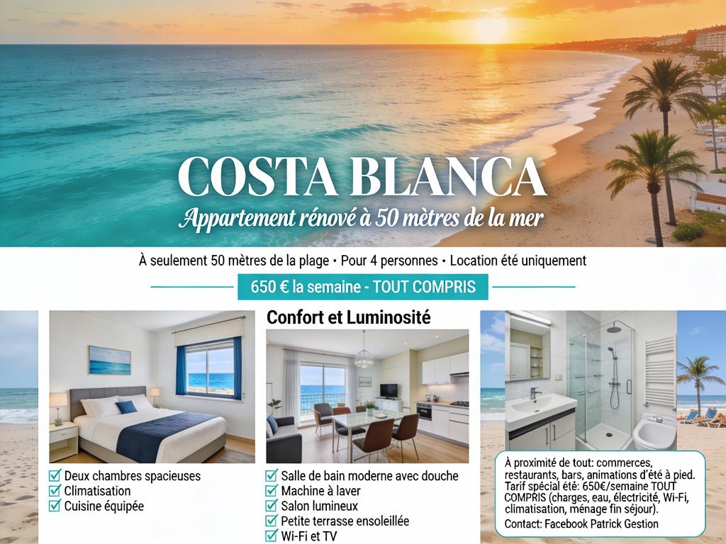 Appartement à louer espagne  *** ETE - TORREVIEJA - MER ****, Propriétaire, Ville, Costa Blanca, 4 personnes