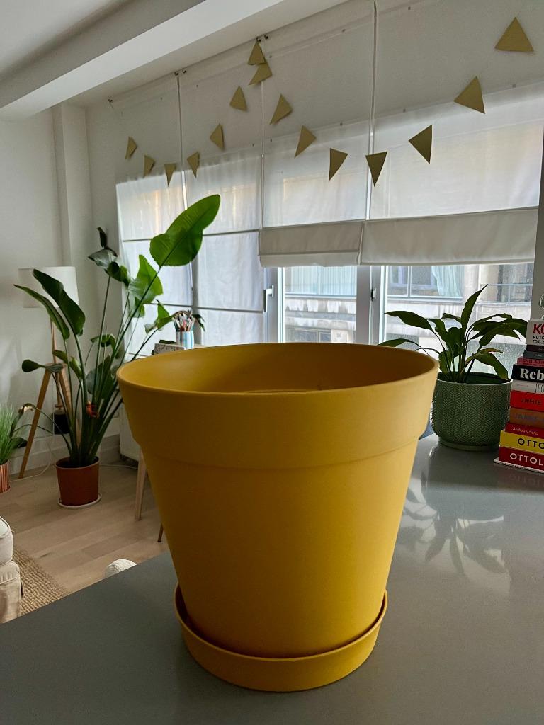 Gele bloempot (nieuw), Rond, Enlèvement, Intérieur, Autres matériaux