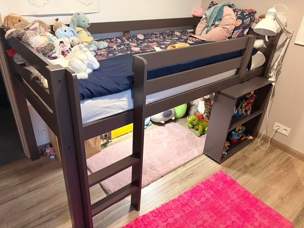 Lit mi-haut + bureau, Enfants & Bébés, Chambre d'enfant | Lits superposés & Lits mezzanines, Enlèvement, Utilisé, Lit mi-hauteur mezzanine