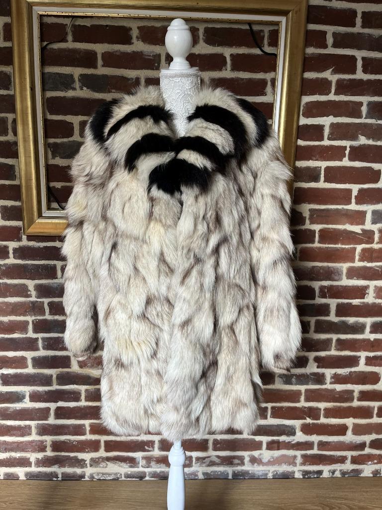 Manteau fourrure renard bleu vintage M, Enlèvement ou Envoi, Porté, Bleu