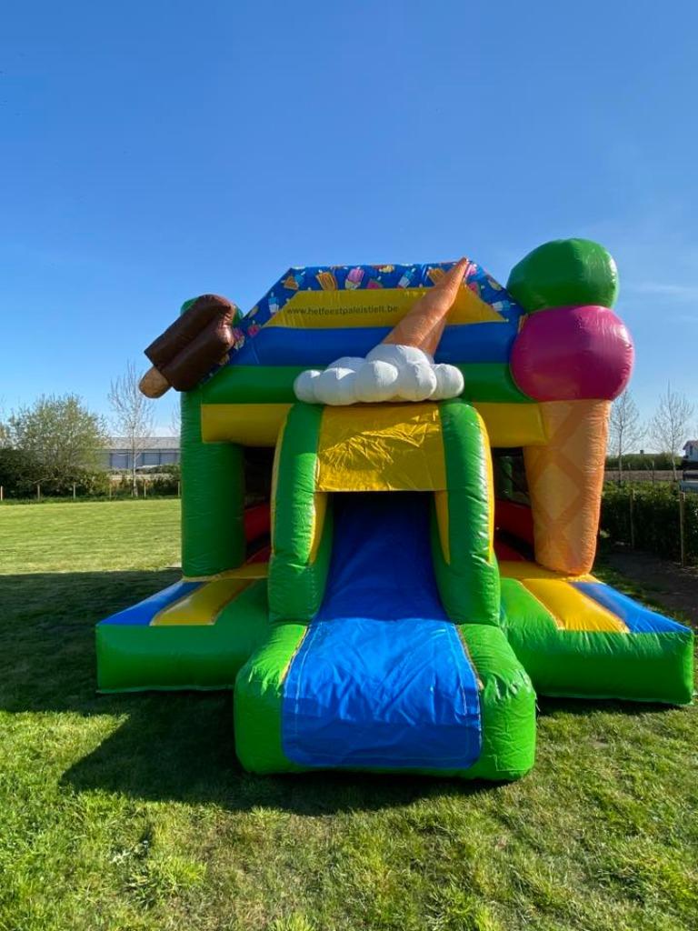 Verhuur springkasteel ice cream met glijbaan, Verzenden