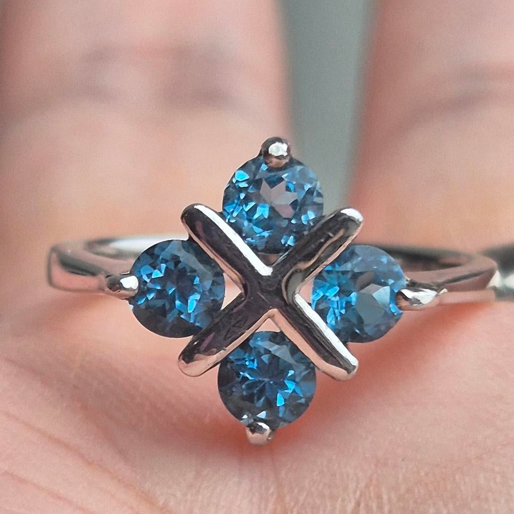 Bague en argent S925 avec topaze naturelle, Autres couleurs, Femme ou Homme, Plus petit que 17, Comme neuf