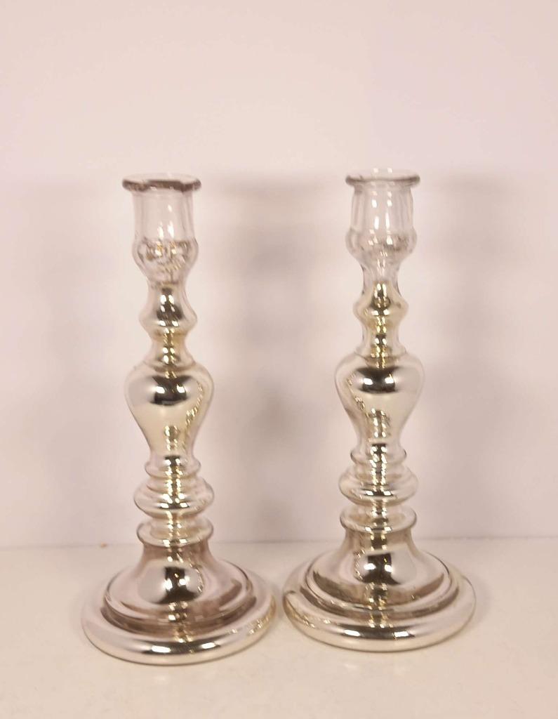 Bougeoir en verre églomisé, Antiquités & Art, Enlèvement ou Envoi, Argent