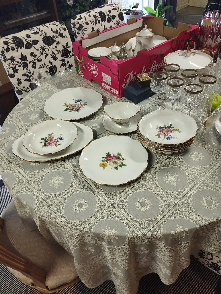 Servies Hutschenreuter 6 personen - Glazen Val St. Lambert, Antiquités & Art, Enlèvement