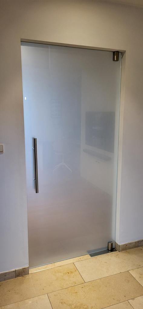 Pivoterende glazen binnendeur in gelaagd melkglas, Doe-het-zelf en Bouw, Deuren en Vliegenramen, Ophalen, Binnendeur