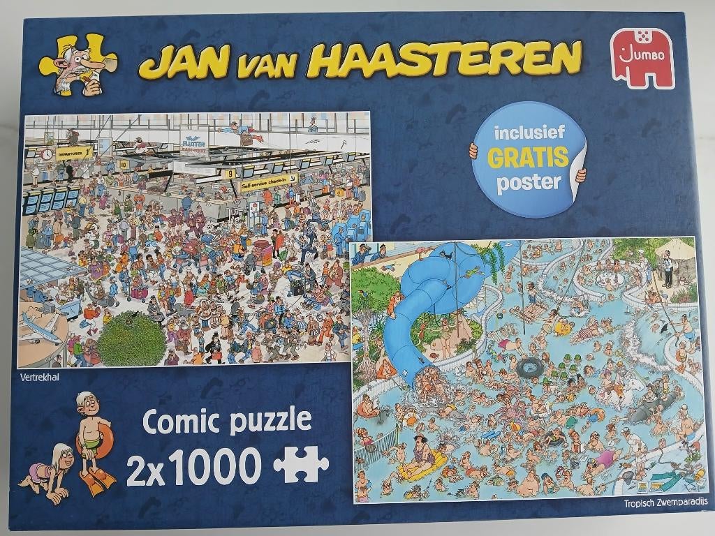 8 dozen Puzzels Jan van Haasteren 2 x 1000 stukjes, Hobby en Vrije tijd, Ophalen, 500 t/m 1500 stukjes, Zo goed als nieuw, Legpuzzel