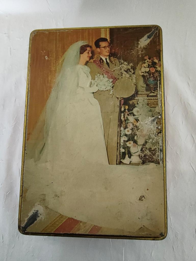 Oude blikken doos: huwelijk Fabiola en Boudewijn, Verzamelen, Ophalen of Verzenden, Gebruikt, Overige, Overige merken