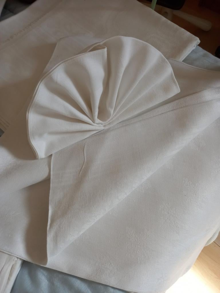 Nappes et serviettes blanches anciennes, Enlèvement ou Envoi, Utilisé