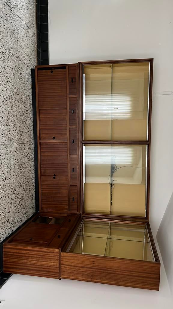 Retro vintage vitrinekast, opbergkast, vakkenkast ladekast, Maison & Meubles, Armoires | Vitrines, Utilisé, Enlèvement