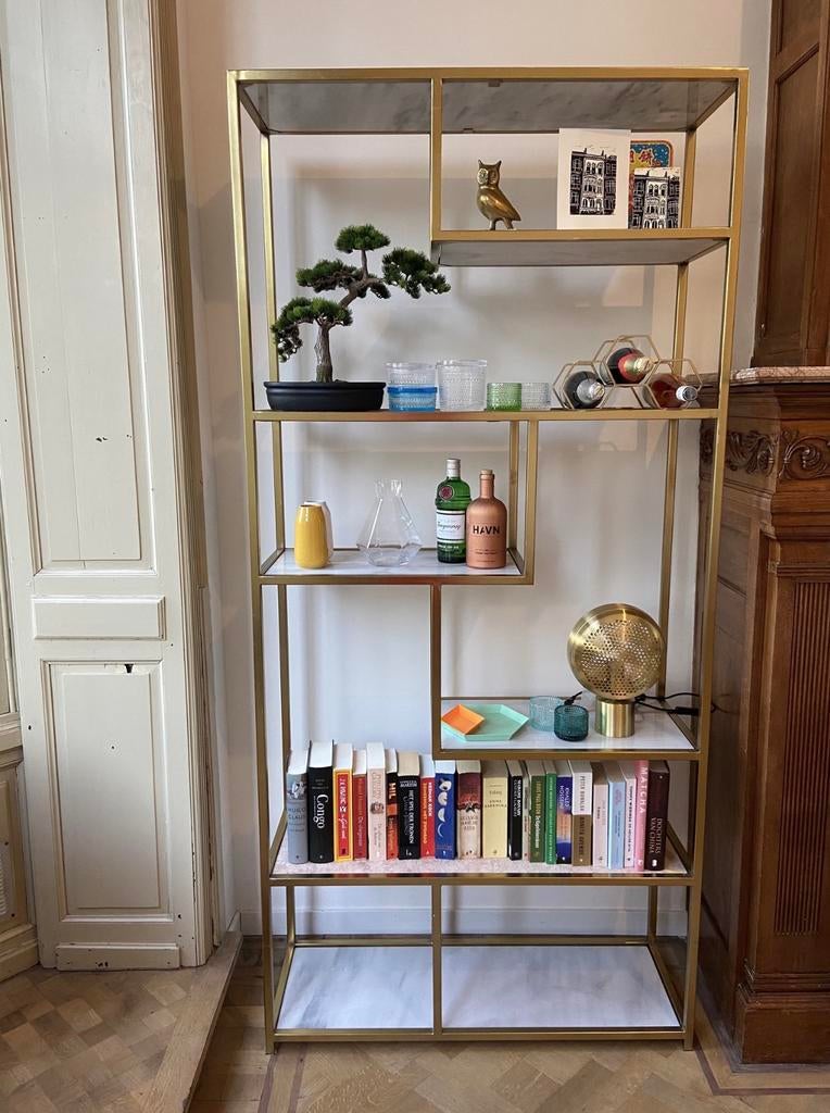 Gouden wandrek wit/roos marmer Furnified, Ophalen, 200 cm of meer, Zo goed als nieuw, Minder dan 150 cm