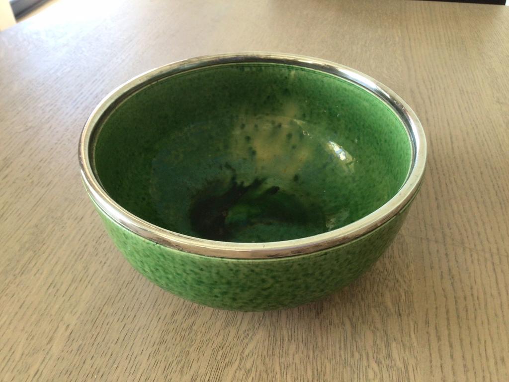 Vintage vallauris-wiskemann groene geglazuurde kom, Antiek en Kunst, Ophalen of Verzenden