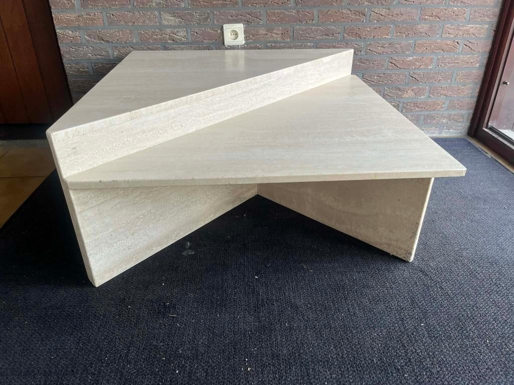 Design travertin salontafels van Up&Up 89x89, Gebruikt, 50 tot 100 cm, Vierkant, Minder dan 50 cm