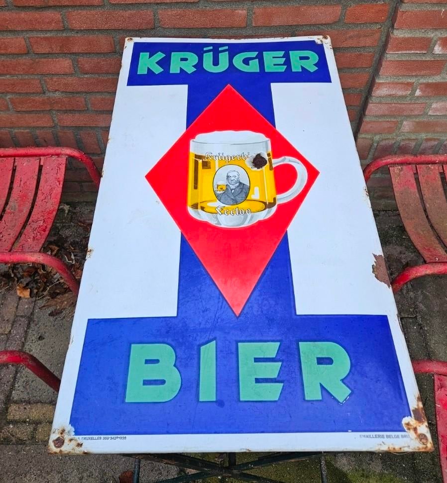 Kruger Bier emaille cafe tafel., Verzamelen, Ophalen