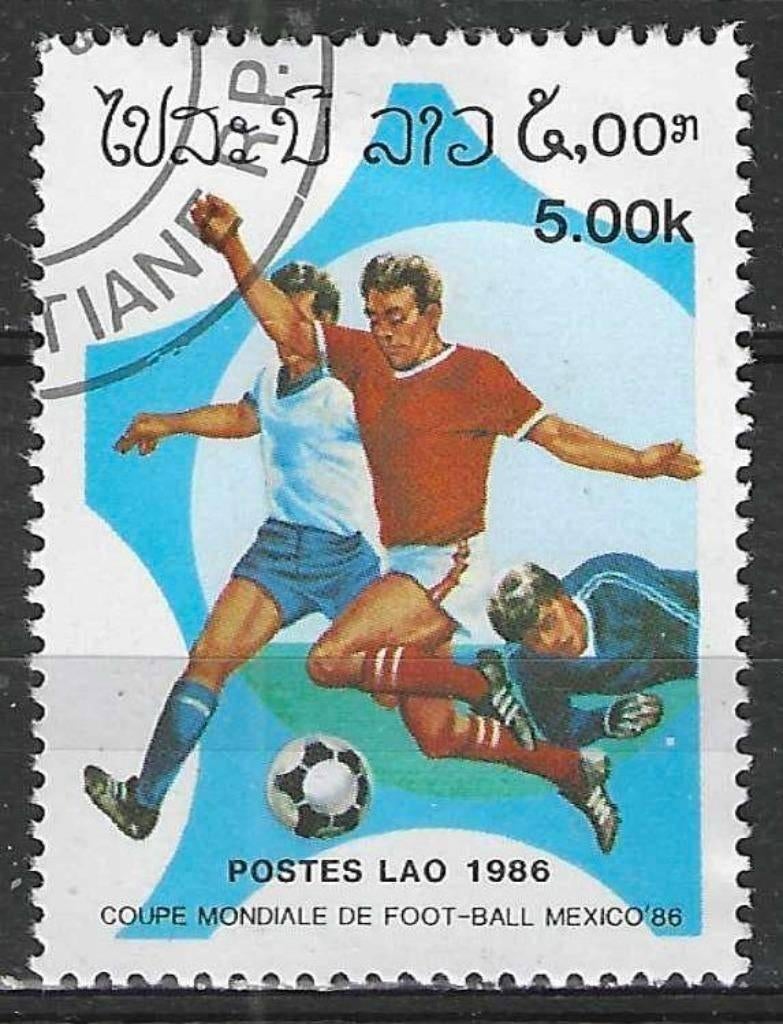 Laos 1986 - Yvert 697 - Wereldbeker Voetbal in Mexico (ST), Postzegels en Munten, Verzenden, Gestempeld