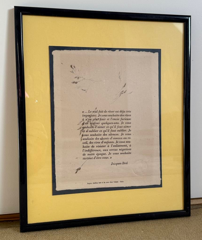 Cadre avec citation Jacques Brel, Antiquités & Art, Enlèvement