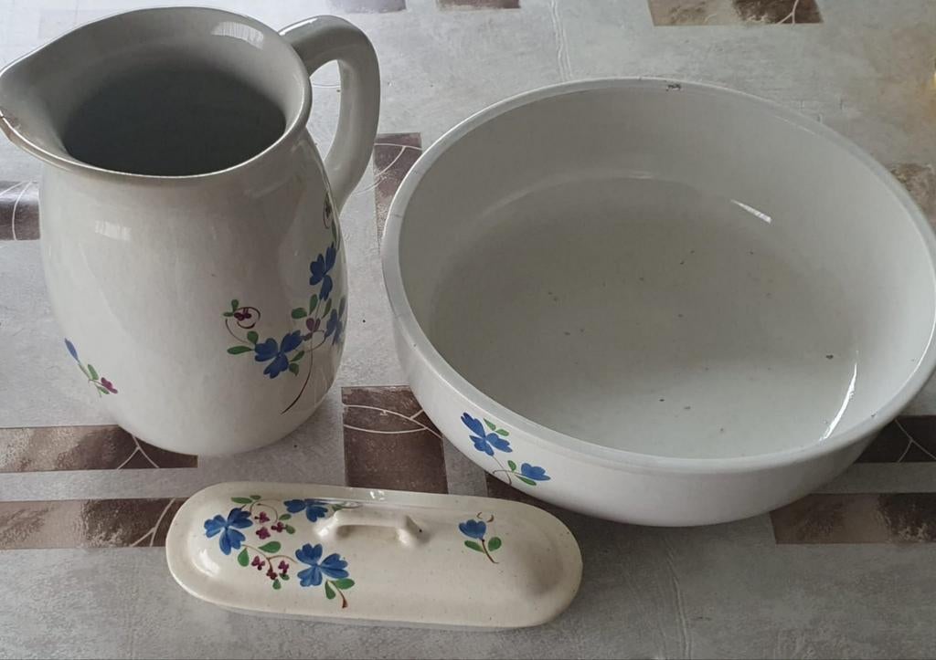 Vintage 3-delig Lampetstel - Waskom, Kan & Kammenbakje, Antiek en Kunst, Ophalen