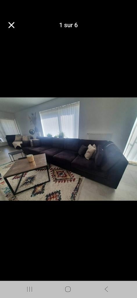 Bruine velour zetel U vorm 360 cm op 240 cm, Ophalen