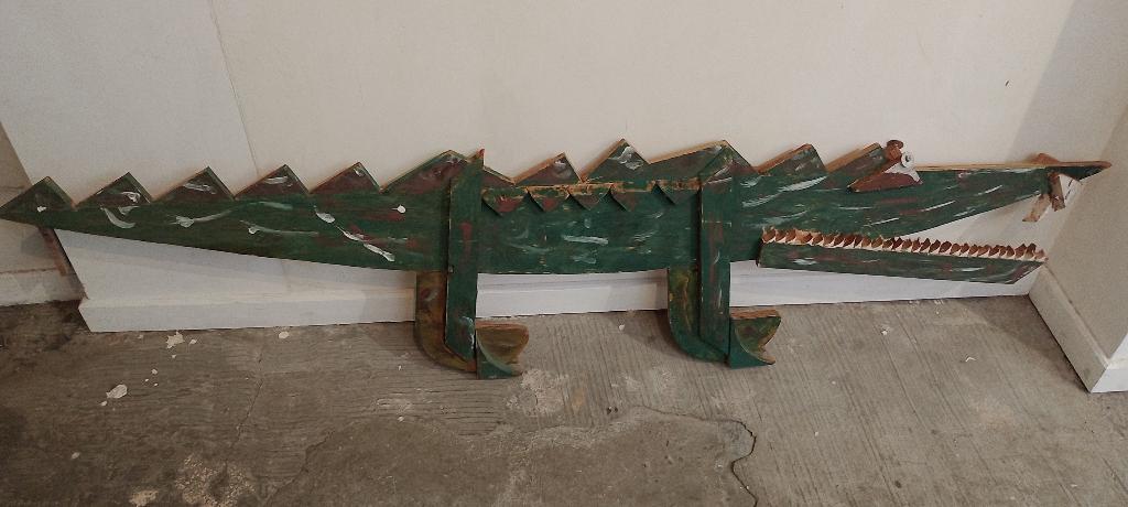 Sculpture Crocodile Géante en Bois-Art Brut & Vintage,165cm, Enlèvement, Fait main, Bois, Autres types
