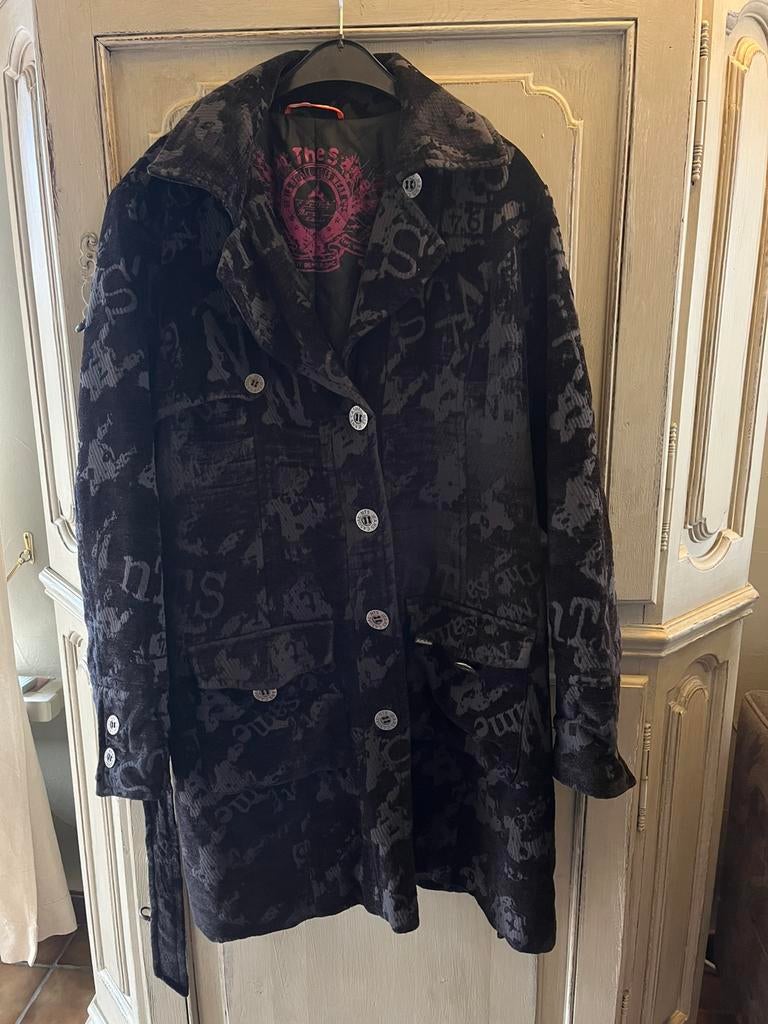 Jas met print, Kleding | Dames, Ophalen of Verzenden, Gedragen, Maat 42/44 (L), Zwart