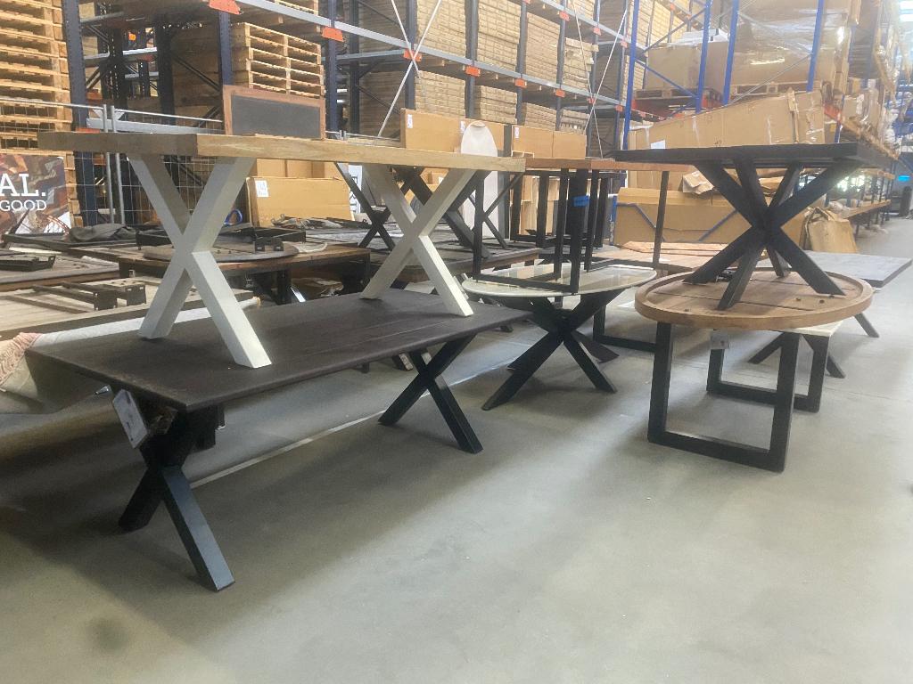 PARTIJ MASSIEF STALEN BAR, TAFELPOTEN en HOUTEN BLADEN, Maison & Meubles, Pièces pour table, Neuf, Ovale, Chêne, Teck, Métal, Autres matériaux