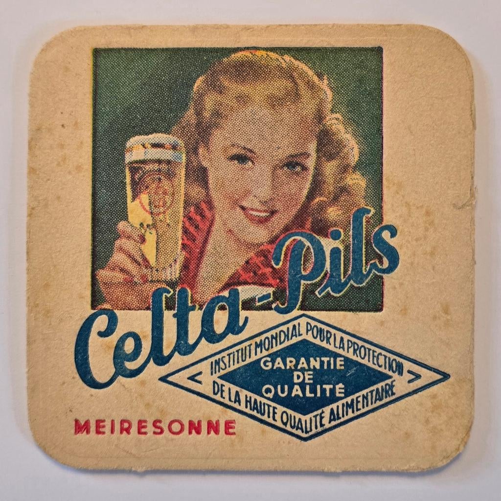 Meiresonne sous-bock bierviltje bierdeckel onderzetter, Verzamelen, Biermerken, Ophalen of Verzenden, Gebruikt, Viltje(s)