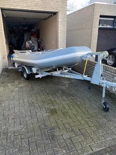Rubberboot plus motor en trailer, Watersport en Boten, Rubberboten, Ophalen, Gebruikt