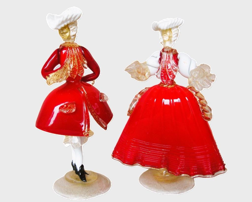 Vintage Murano goldonian duo met goldflakes., Enlèvement