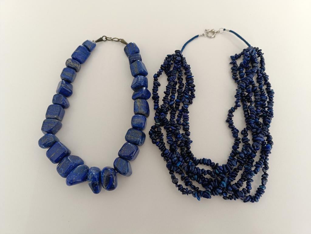 2 halskettingen in lapis lazuli, Ophalen, Zo goed als nieuw, Blauw, Steen of Mineraal